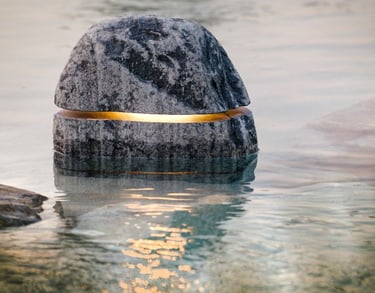 illuminazione effetto roccia per piscina