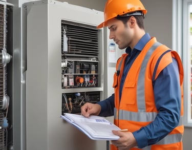 a man riding a skateboard down a street next to tall buildings