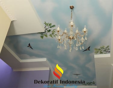 Jasa Cat Motif Awan Plafon Rumah