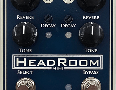 Top-down view of the HeadRoom Mini with clearly visible knobs for tone and level on both channels. 