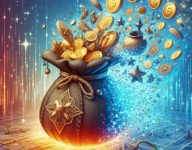 A Magic Sack with rewards pouring out 