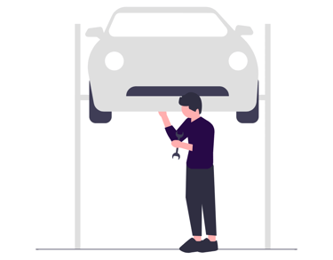 Mechanic working on auto- auto repair shop