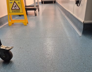 Sheet vinyl with cap and coving