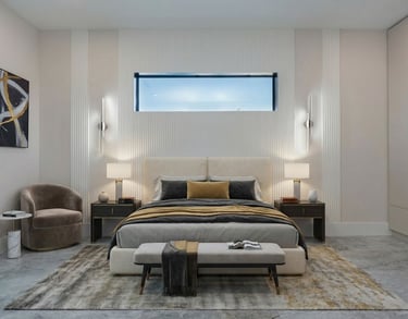 Contemporary architectural detail and landscaping at Clematis St Sarasota new construction home.