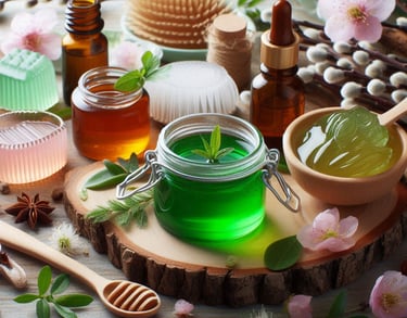 a variety of different types of jelly and skincare products