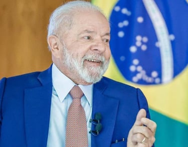 a man in a suit and tie with a flag