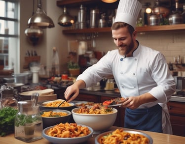 a man riding a skateboard down a street next to tall buildings