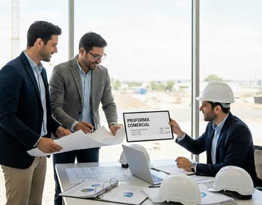 equipo revisando proforma para compra de epp por licitación
