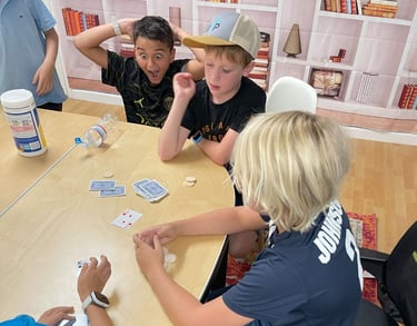 Kids playing math games.