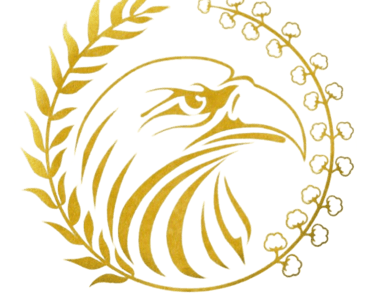 a golden eagle head with a laurel and laurels