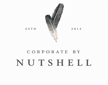 Corporate by Nutshell brand logo featuring two feathers and established date 2014.