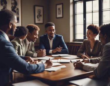 a man riding a skateboard down a street next to tall buildings