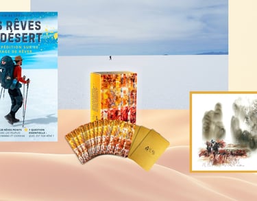 Affiche du film Les Rêves du Désert, cartes Imaqa et peintures à la flamme