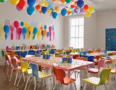 pink balloon tied on white wooden chair