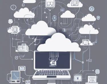 a laptop computer with a laptop and a cloud