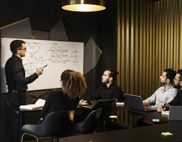 Verve Phoenix sales training session in a premium gold and black-accented conference room.