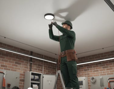 Electrician Allesley fixing the spot lights in a garage