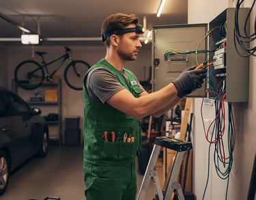 electrician Fillongley working in the garage