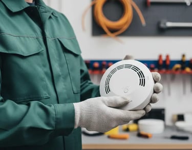 Smoke Alarm Installation Birmingham in hands of electrician