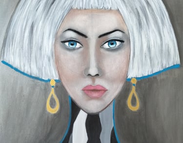 Miss Silver. Técnica mixta sobre madera 60x60cm