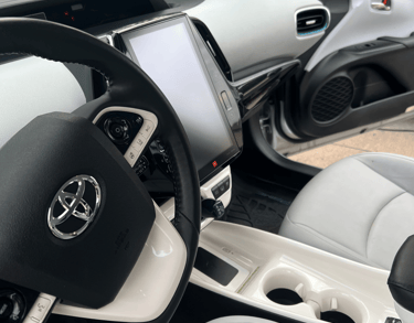 Immaculate car interior with sanitized surfaces and a fresh scent