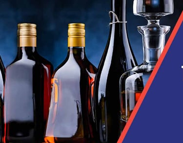 a group of bottles of liquor and liquor