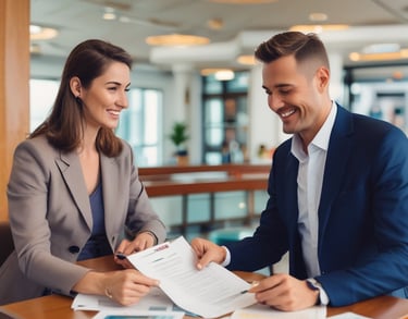 a man riding a skateboard down a street next to tall buildings