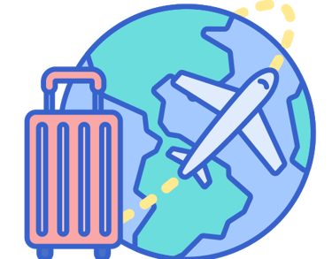 Globe and suitcase icon