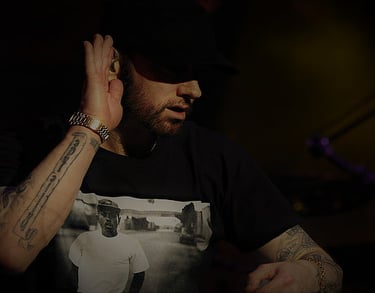 Eminem performing live at a concert in Mumbai 2025