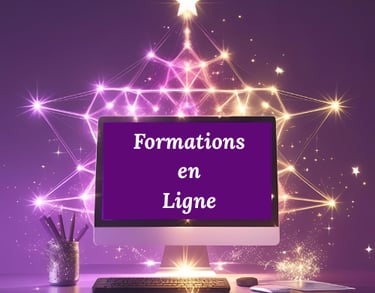 formations et enseignements spirituels un écran d'ordinateur avec un clavier et une souris