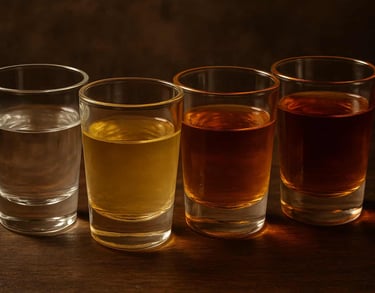 Gama de colores y consistencias en diferentes mezcales auténticos