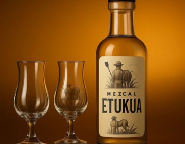 Juego de copas de vidrio soplado para mezcal, utilizadas en catas premium para realzar aromas y sabo