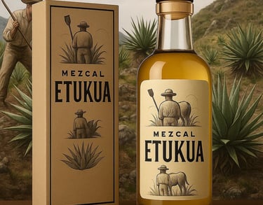 Jimador cortando pencas de agave silvestre en las laderas de una montaña, con herramientas tradicion