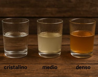 Comparación de consistencias en diferentes tipos de mezcal auténtico