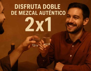 Amigos brindando con copas de mezcal artesanal en un ambiente cálido