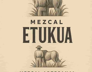 Close-up de etiqueta de mezcal mostrando denominación de origen y datos de producción