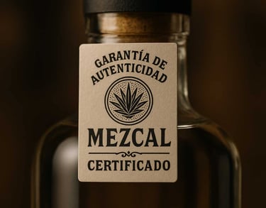 Sello de garantía y autenticidad de mezcal certificado Prompt para diseño: Imagen de close-up mostra