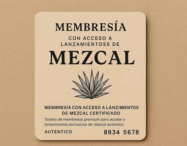 Tarjeta de membresía premium para acceso a lanzamientos exclusivos de mezcal auténtico