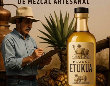 Inspector revisando proceso de producción de mezcal tradicional