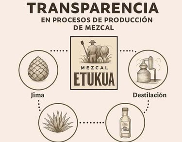 Infografía mostrando journey transparente desde maguey hasta botella con datos verificados