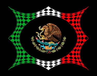 Red, white and green Mexican flag art checkered picture frame poster.