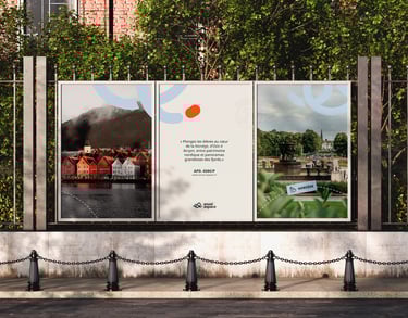 Déclinaison de l'identité visuelle d'envol espace, leader du voyage scolaire par Tuuk studio