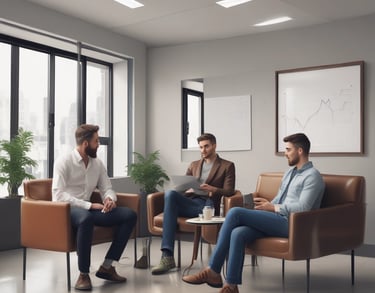 a man riding a skateboard down a street next to tall buildings