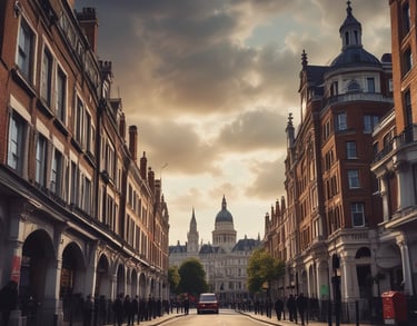a man riding a skateboard down a street next to tall buildings
