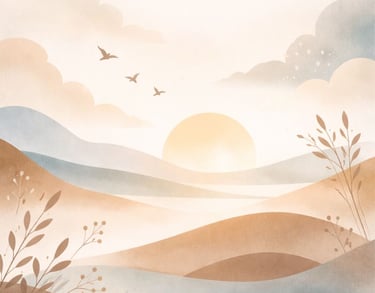 Een kalm, sereen en vertrouwensvol landschap.