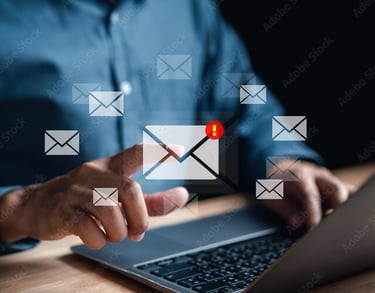 Digital email marketing illustration showing bulk email sending and campaign management.