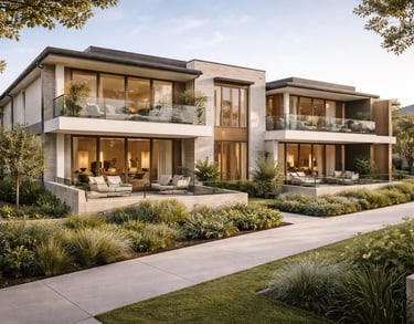 Modern apartment block representing downsizing and transition support in Sydney