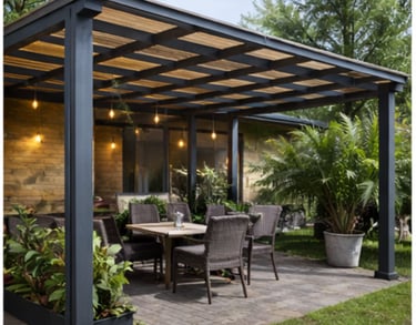 Pérgola metálica exterior fabricada en Vigo