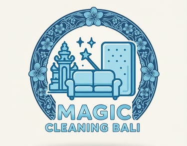 a couch with a magic cleaning ball on it