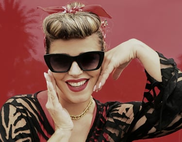 Woman posing with retro, vintage eyewear